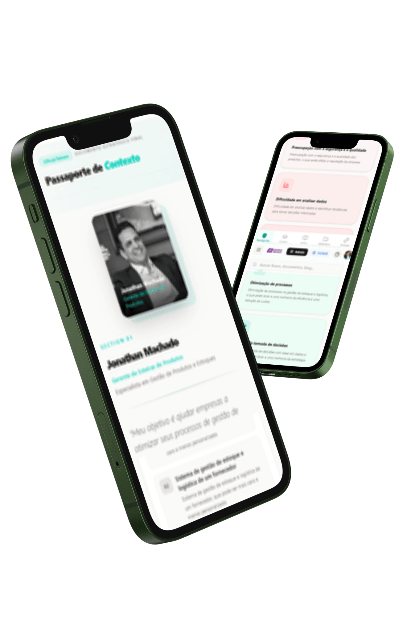 A sua base de comunicação visualizada em dois iPhones